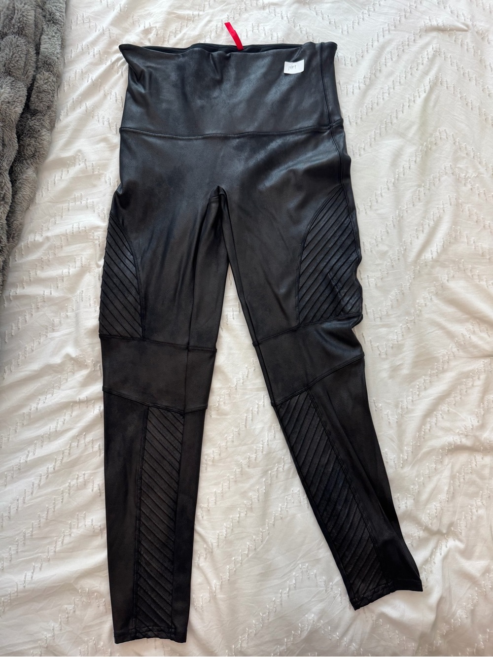 SPANX Black Faux-Leather High-Rise Moto Leggings